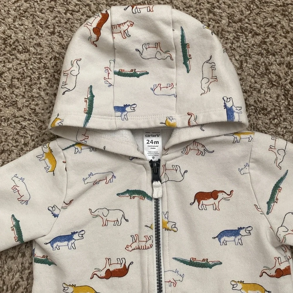NWOT & EUC Carters Baby Elephant Safari Hoodie Jogger Matching set